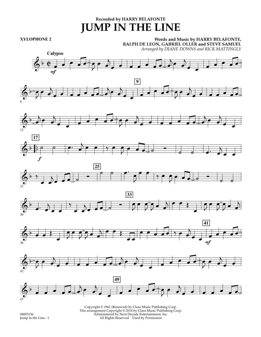 Jump in the Line - Xylophone 2 Concert Band scores gallery preview page 1