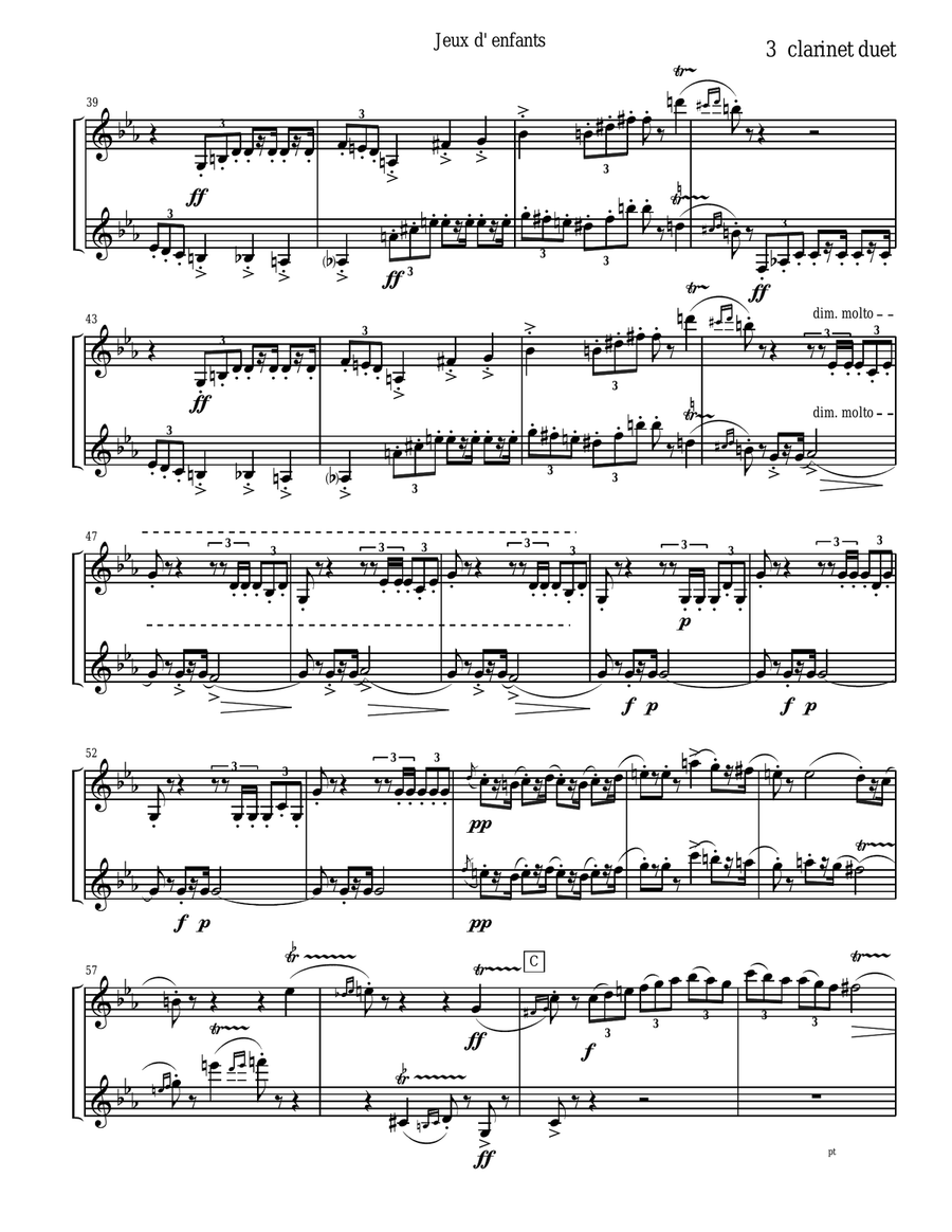 Bizet - Children's Games for Clarinet Duet Clarinet Duet scores gallery preview page 3