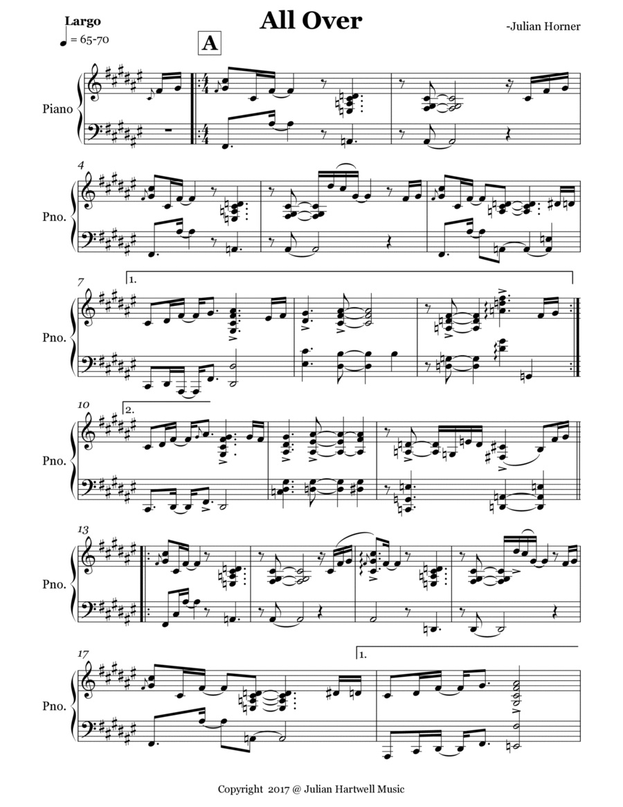 All Over Piano Solo scores gallery preview page 1