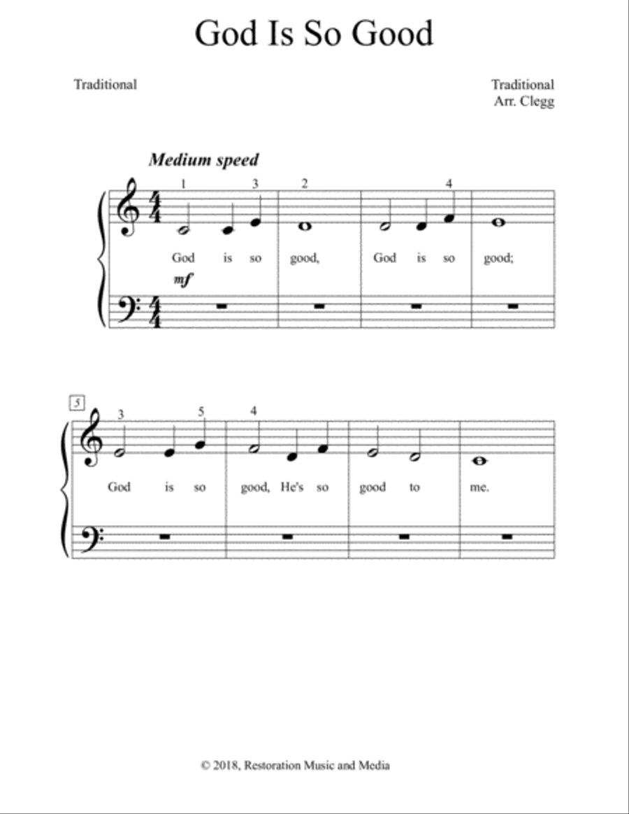 God Is So Good Easy Piano scores gallery preview page 1