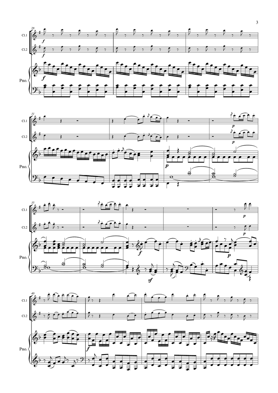 Concerto in G major G.1077 arranged for 2 clarinets and piano Clarinet Duet scores gallery preview page 4