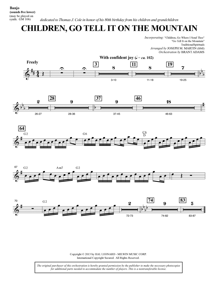 Children, Go Tell It on the Mountain - Banjo Choir scores gallery preview page 1