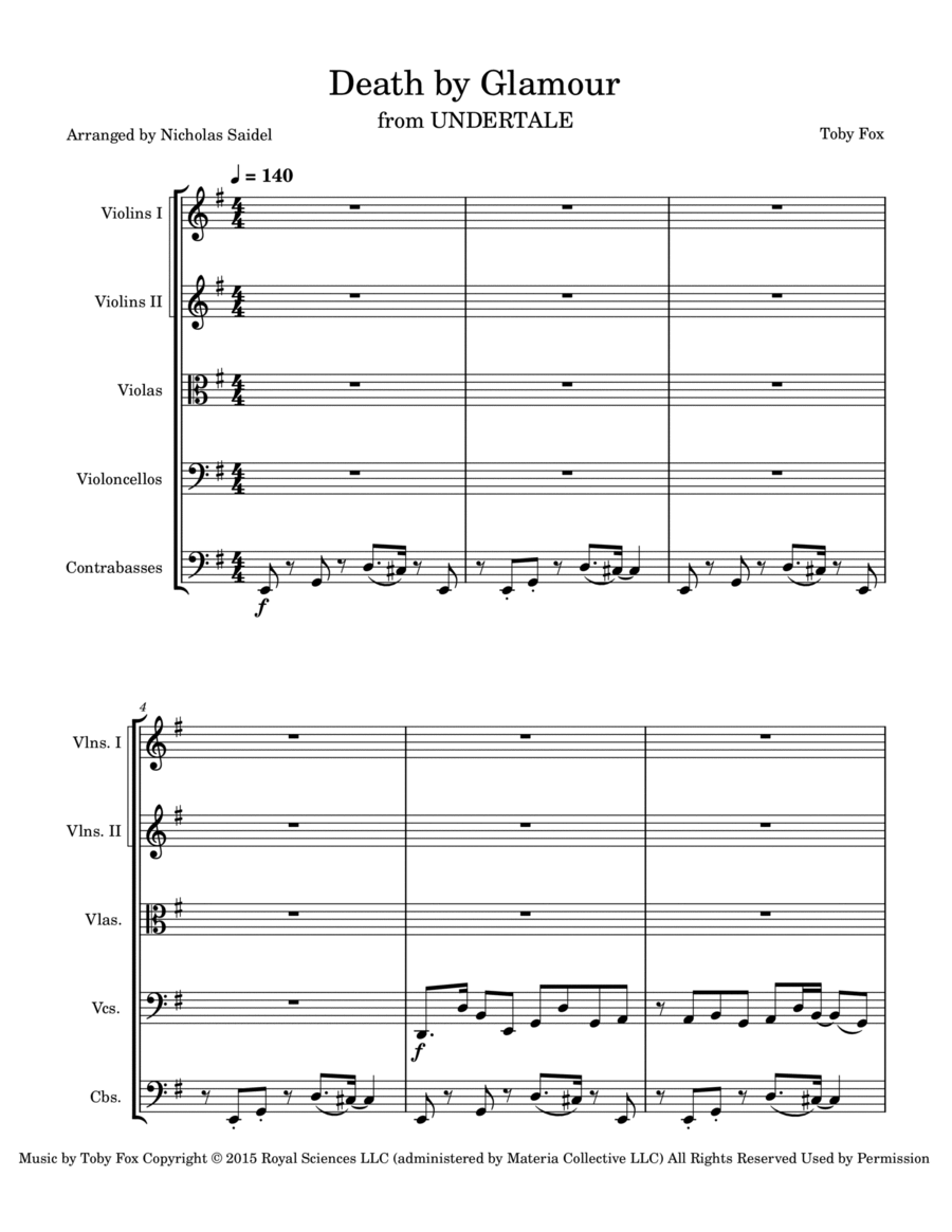 Death By Glamour String Orchestra scores gallery preview page 1