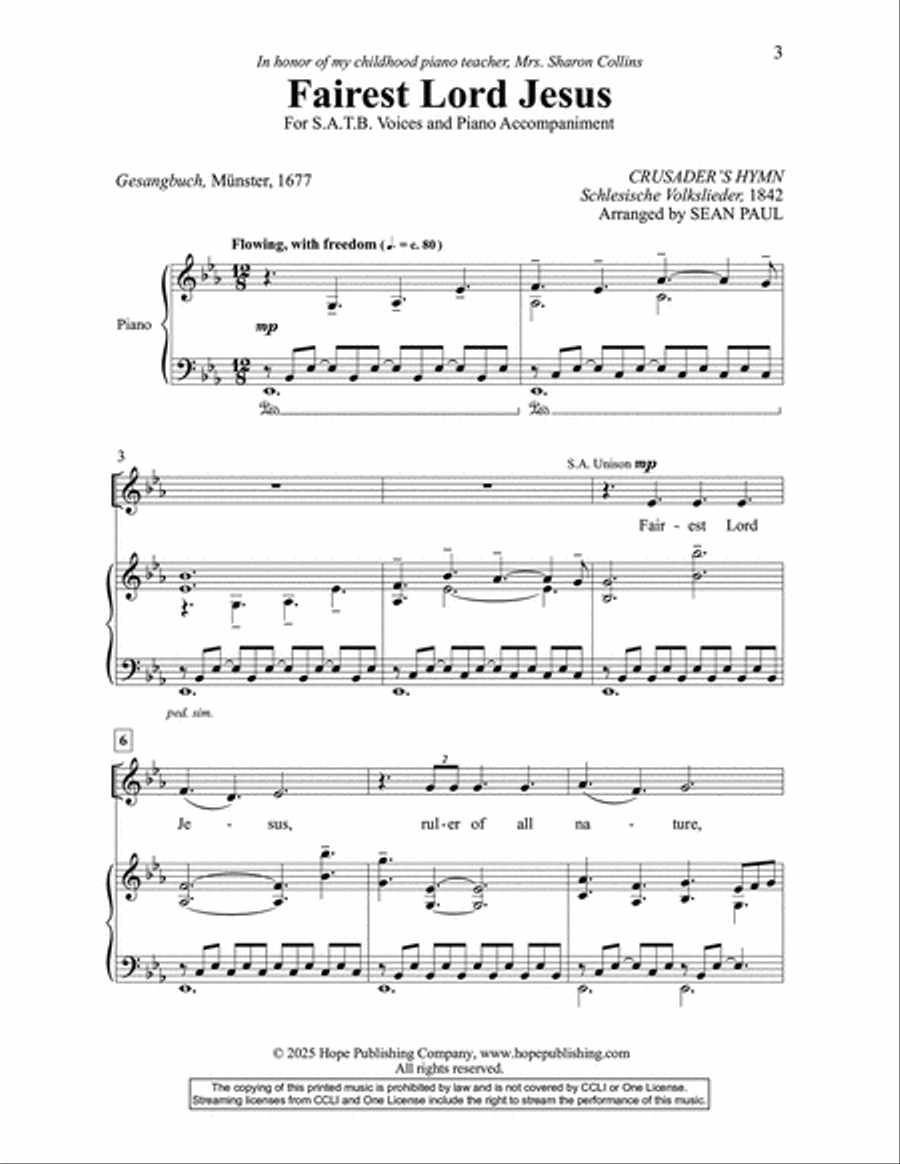 Fairest Lord Jesus 4-Part scores gallery preview page 3