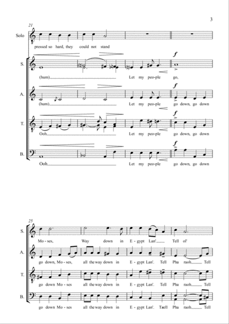 Let My People Go (Go Down Moses) [A MINOR VERSION] 4-Part scores gallery preview page 5