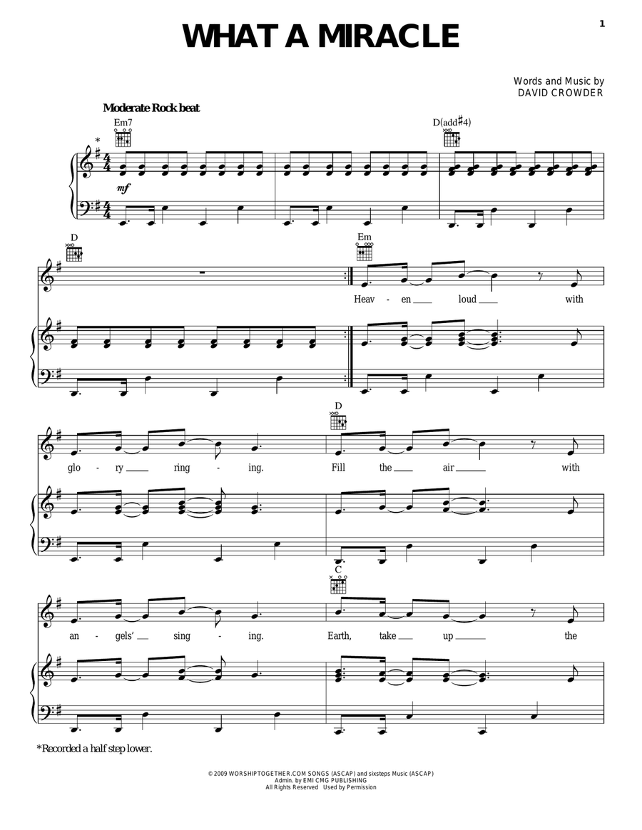 What A Miracle Piano, Vocal, Guitar scores gallery preview page 1