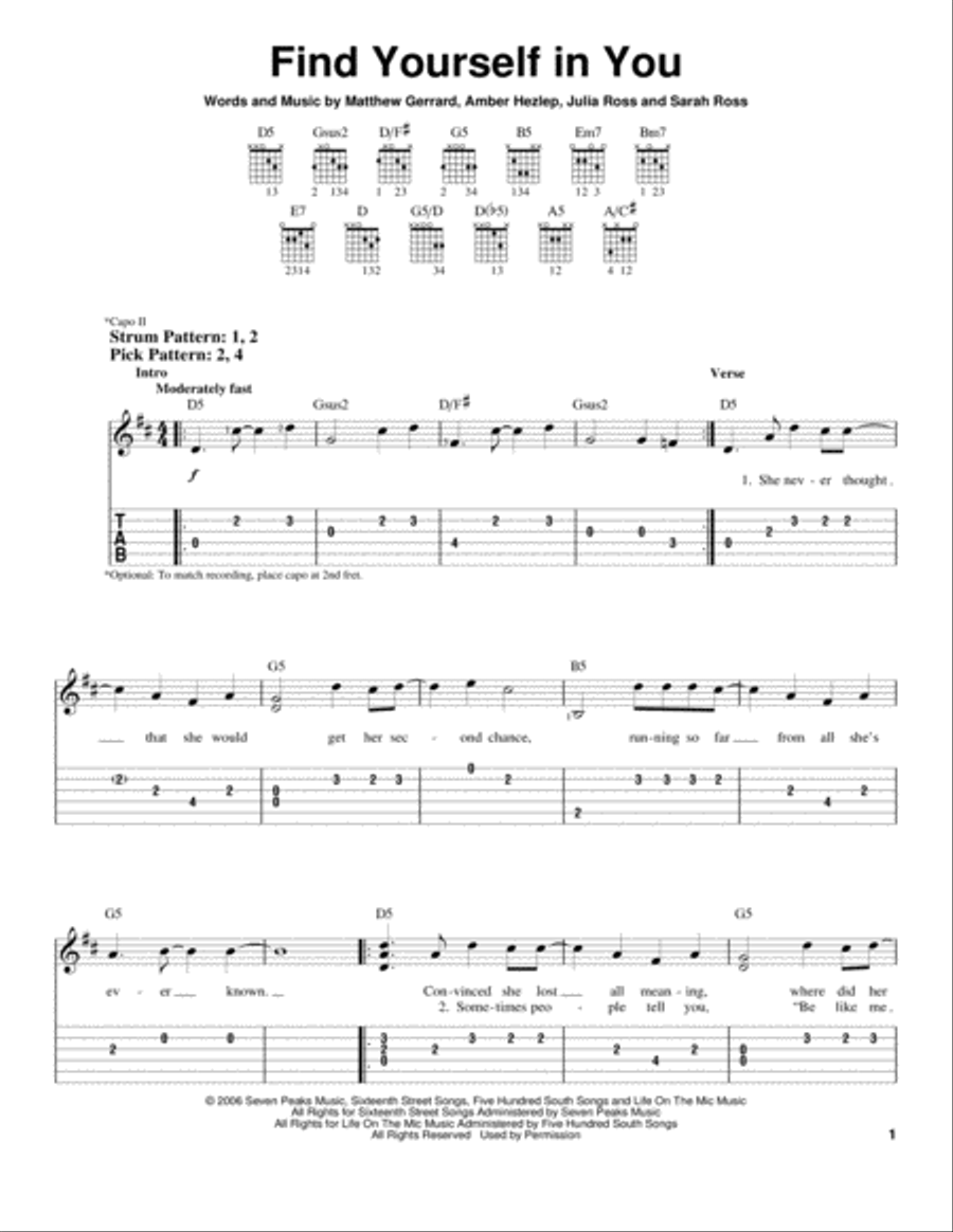 Find Yourself In You Acoustic Guitar scores gallery preview page 1