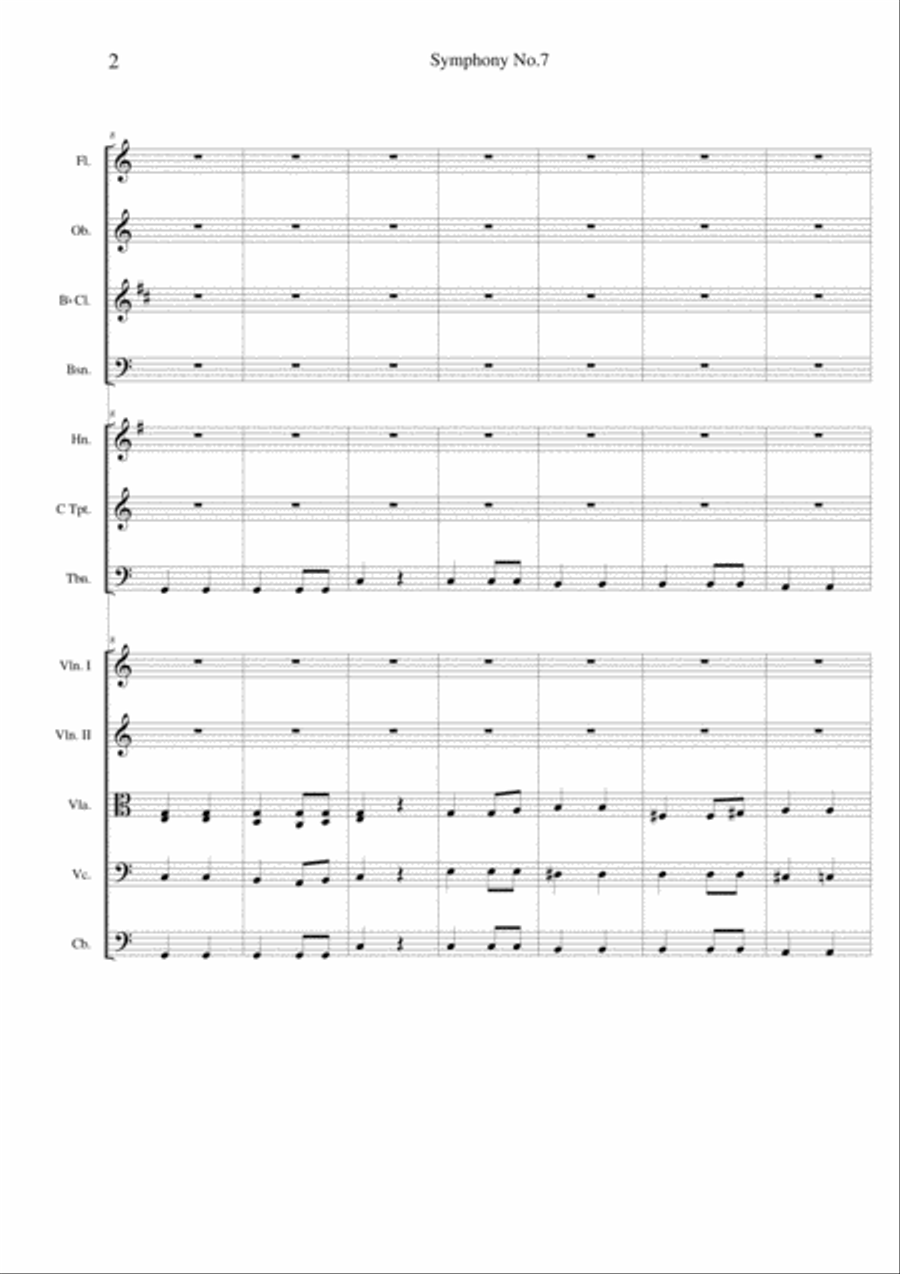 Beethoven's Symphony No 7 2nd Movement - Score and Parts Full Orchestra scores gallery preview page 4