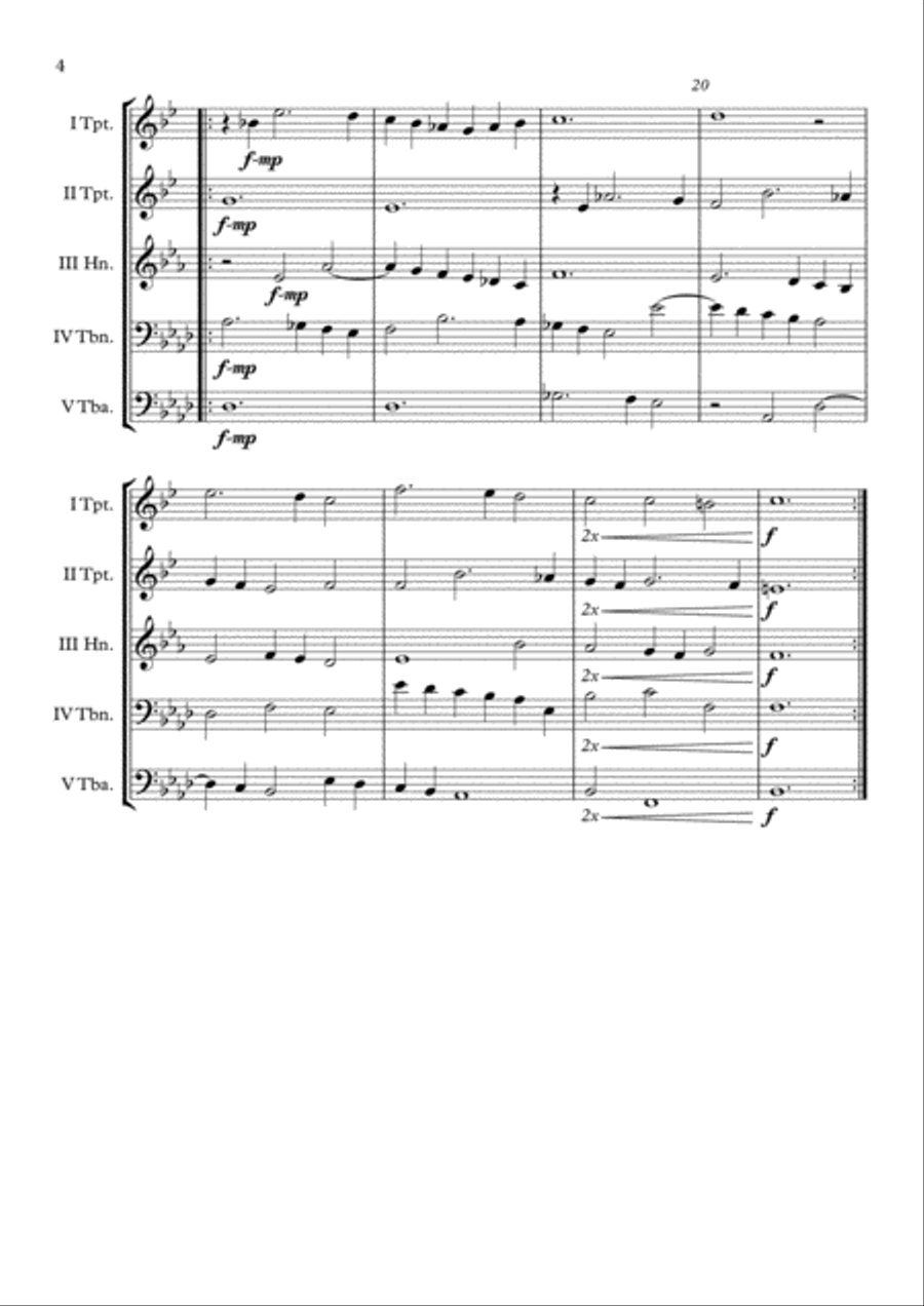 Ecce quam bonum PGA 28 (Anthony Holborne) Brass Quintet arr. Adrian Wagner Brass Quintet scores gallery preview page 4