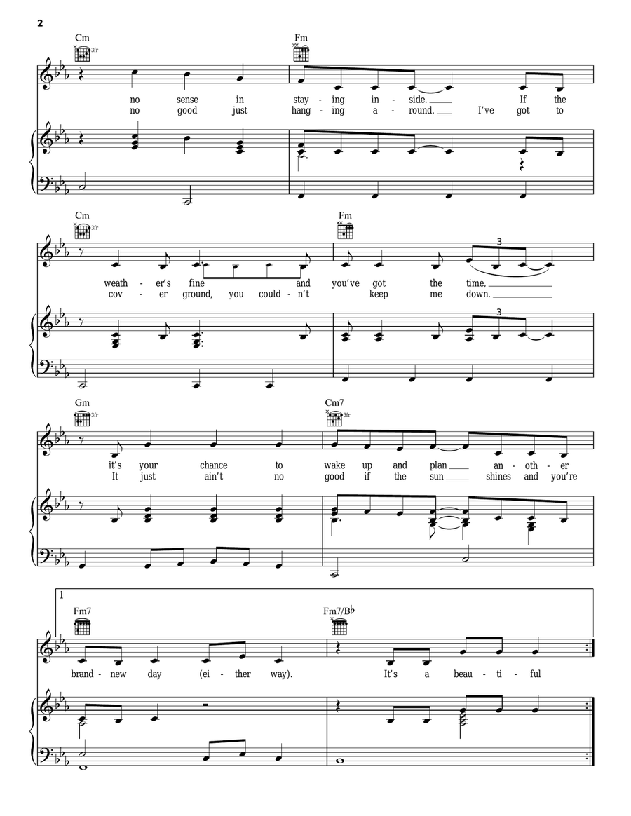 (It's A) Beautiful Morning Piano, Vocal, Guitar scores gallery preview page 2