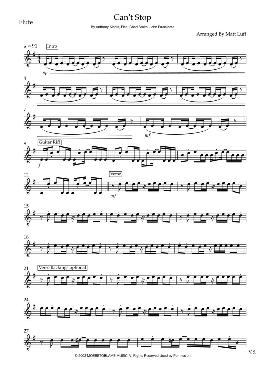 Can't Stop Woodwind Duet scores gallery preview page 1