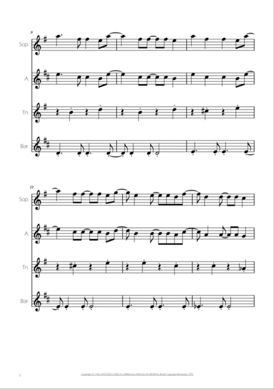 The Girl From Ipanema (garôta De Ipanema) Saxophone Quartet scores gallery preview page 2