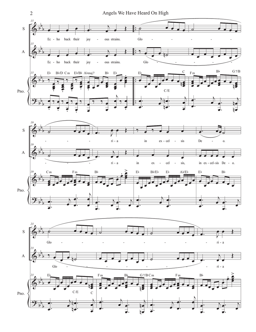 Angels We Have Heard On High (Duet for Soprano and Alto solo) Alto Voice scores gallery preview page 2