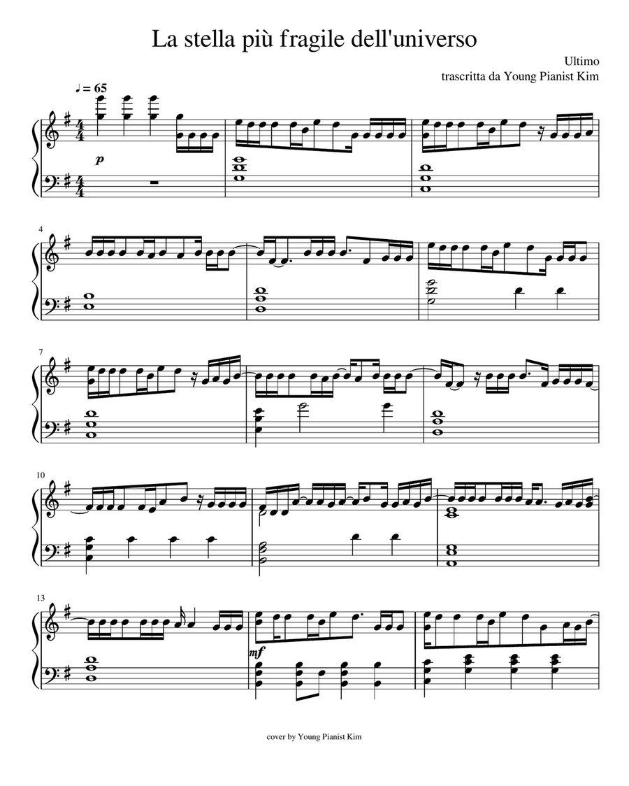 La Stella Più Fragile Dell'Universo - Ultimo Piano Solo scores gallery preview page 1