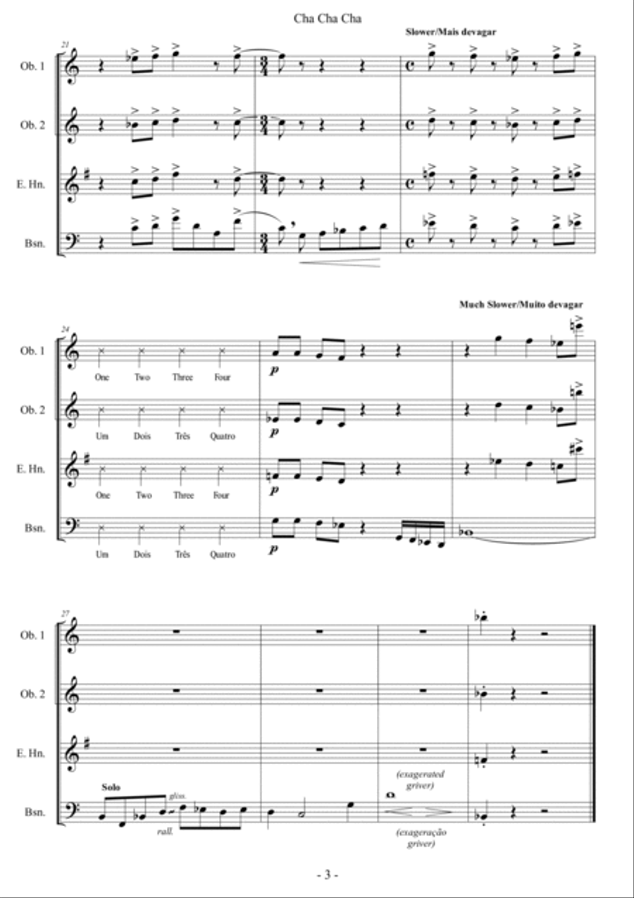 Cha cha cha Woodwind Quartet scores gallery preview page 4
