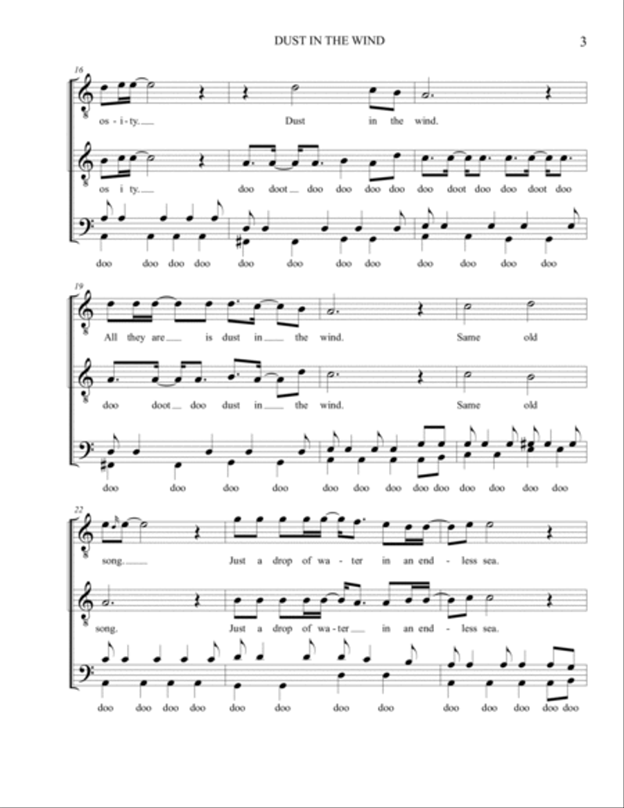 Dust In The Wind TTBB scores gallery preview page 4
