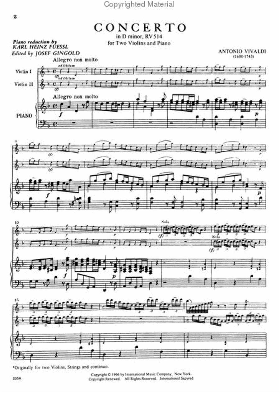 Concerto In D Minor, Rv 514 Violin scores gallery preview page 2
