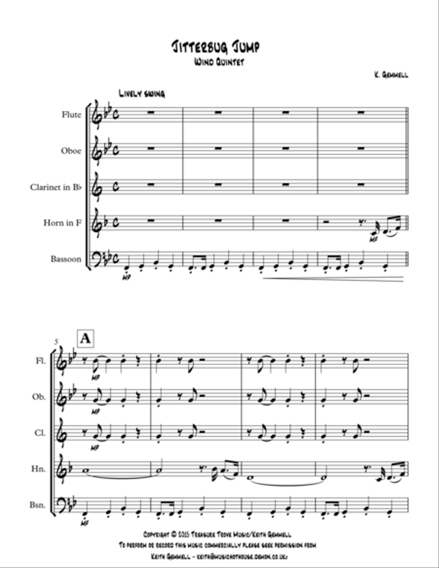 Jitterbug Jump: Wind Quintet Woodwind Quintet scores gallery preview page 1