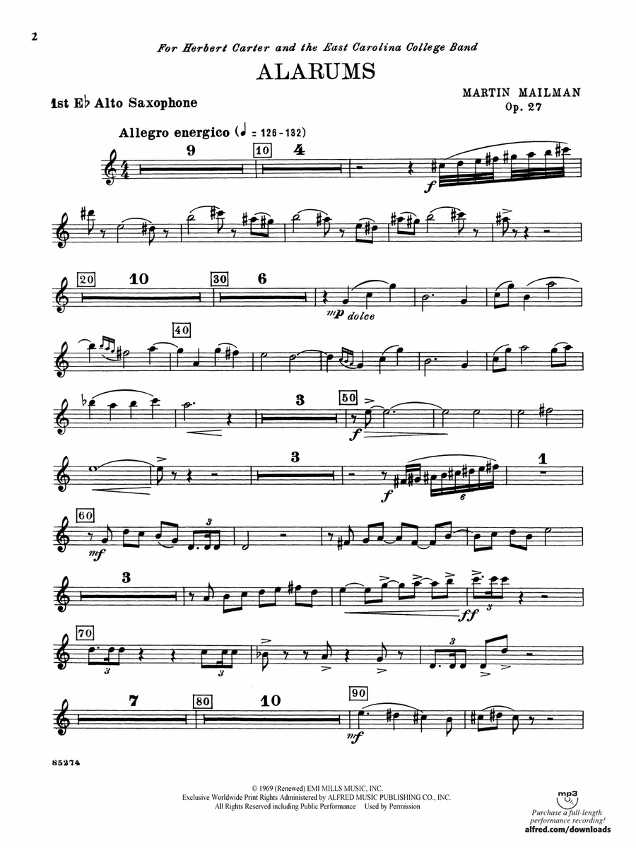 Alarums, Op. 27: E-flat Alto Saxophone