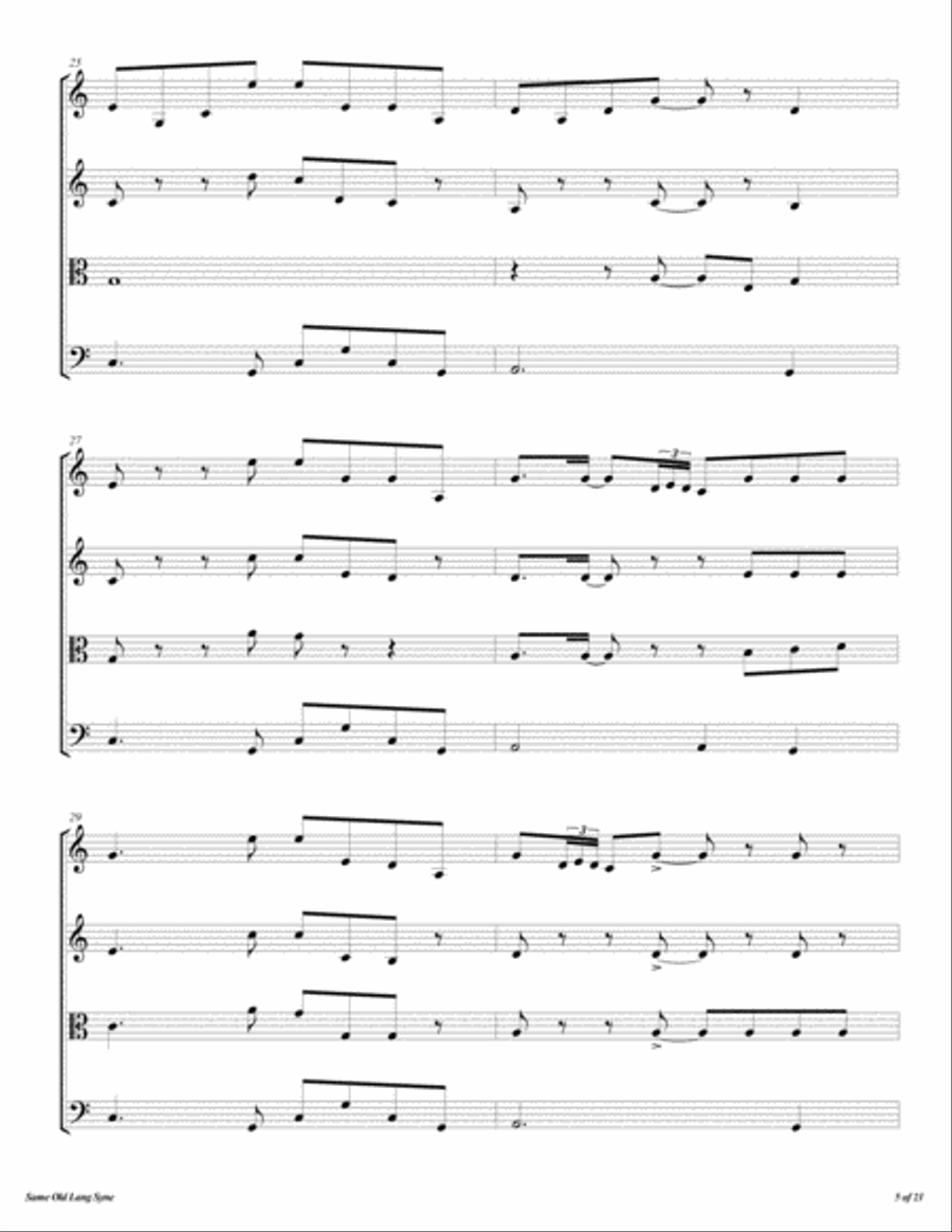 Same Old Lang Syne String Quartet scores gallery preview page 6