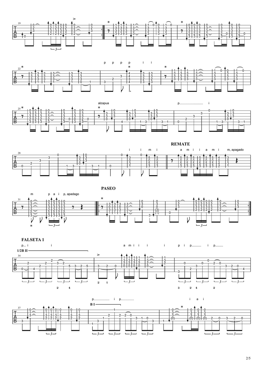La Piedra Que No Se Pierda (Tangos) by Eugen Sedko, flamenco guitar tabs Acoustic Guitar scores gallery preview page 2