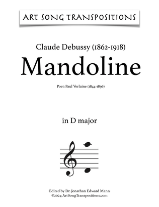 Book cover for DEBUSSY: Mandoline (transposed to D major)