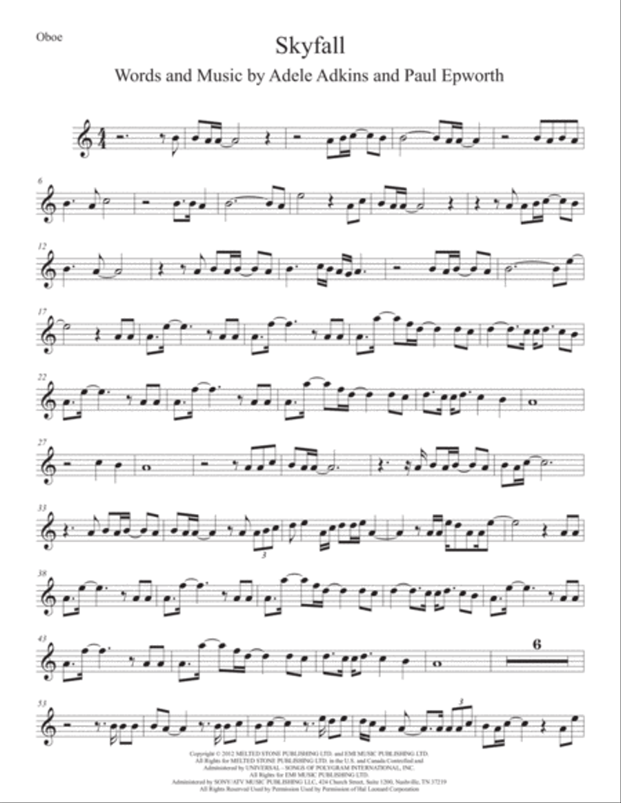 Skyfall Oboe Solo scores gallery preview page 1