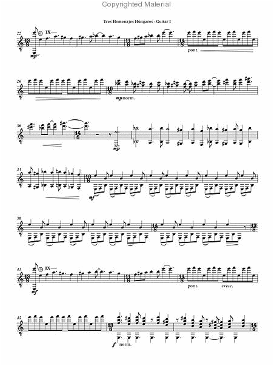Tres Homenajes Húngaros (Three Hungarian Tributes) Guitar Ensemble scores gallery preview page 3