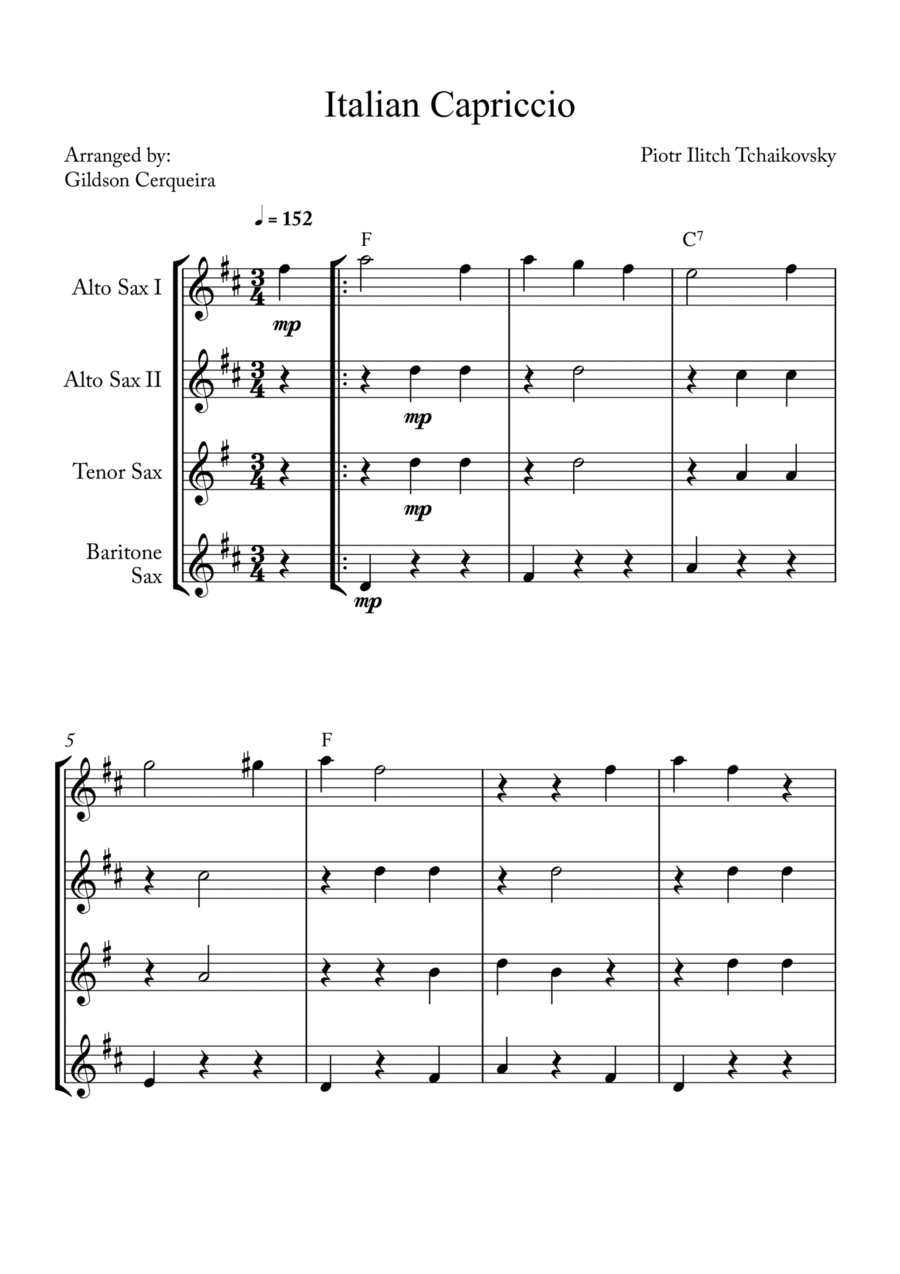 Capriccio Italiano Saxophone Quartet scores gallery preview page 1