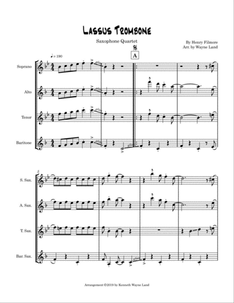 Lassus Trombone (Saxophone Quartet) Woodwind Ensemble scores gallery preview page 2
