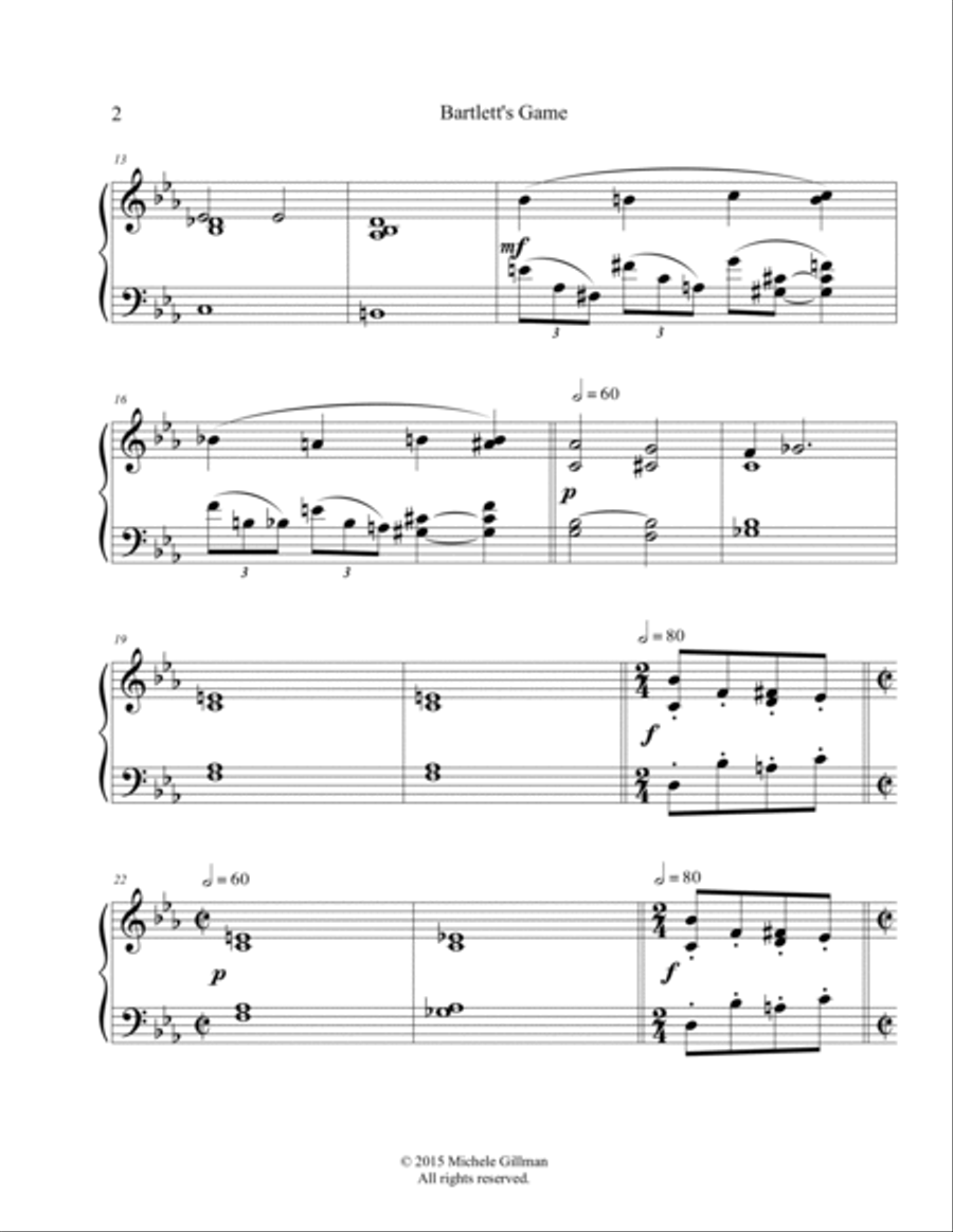 Bartlett's Game Piano Solo scores gallery preview page 2