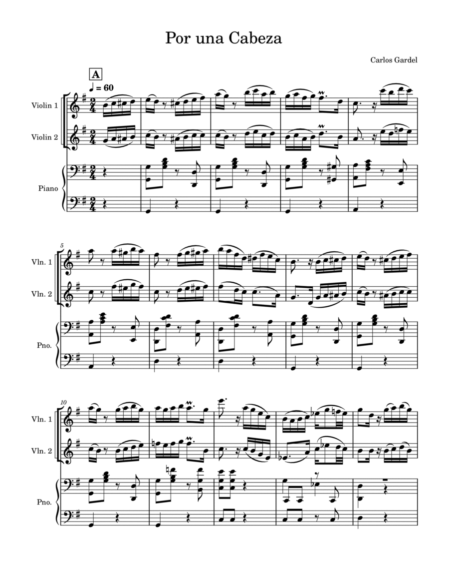 Por Una Cabeza Por Una Cabeza String Duet scores gallery preview page 1