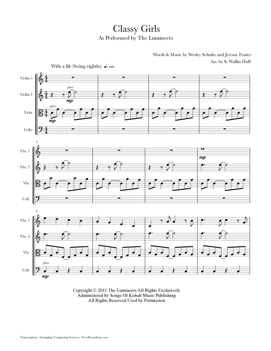 Classy Girls String Quartet scores gallery preview page 1