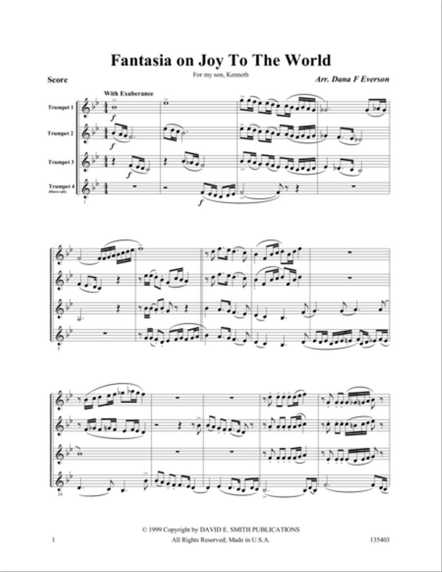 Fantasia on Joy To The World Trumpet scores gallery preview page 1