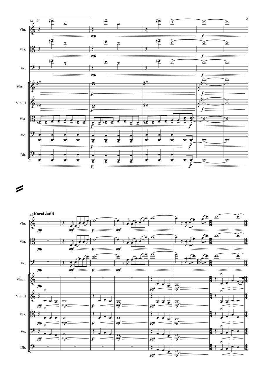 Koral & Vocalise for solo string instrument + string orchestra String Orchestra scores gallery preview page 5