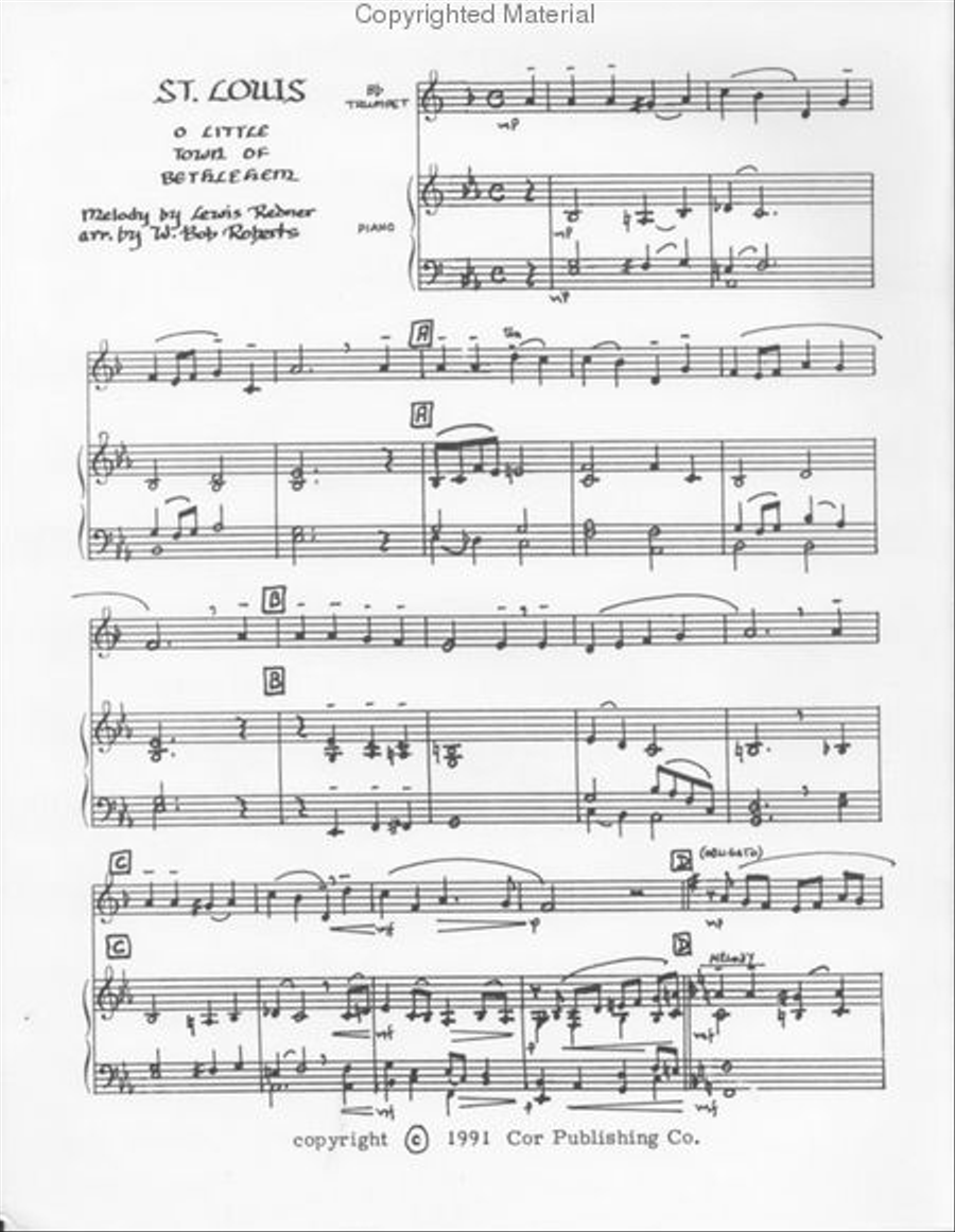 O Little Town of Bethlehem (Wilfred Bob Roberts) Trumpet Solo scores gallery preview page 2