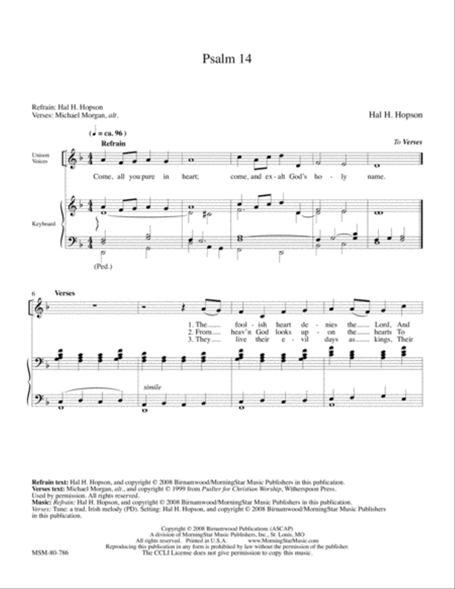 Psalm 14 4-Part scores gallery preview page 1