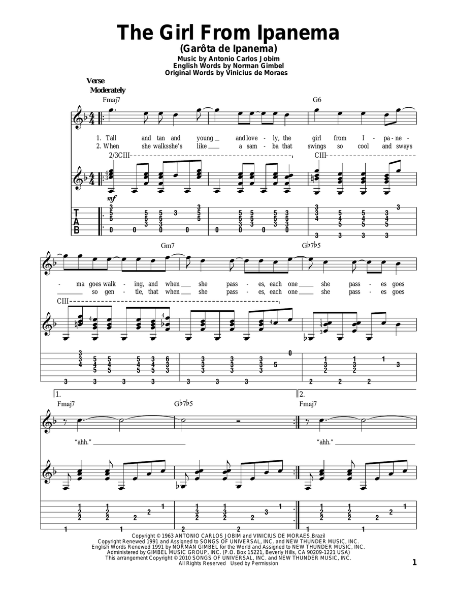 The Girl From Ipanema (Garota De Ipanema) Electric Guitar scores gallery preview page 1