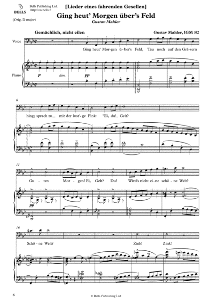 Ging heut' Morgen uber's Feld (B-flat Major) Voice Solo scores gallery preview page 1