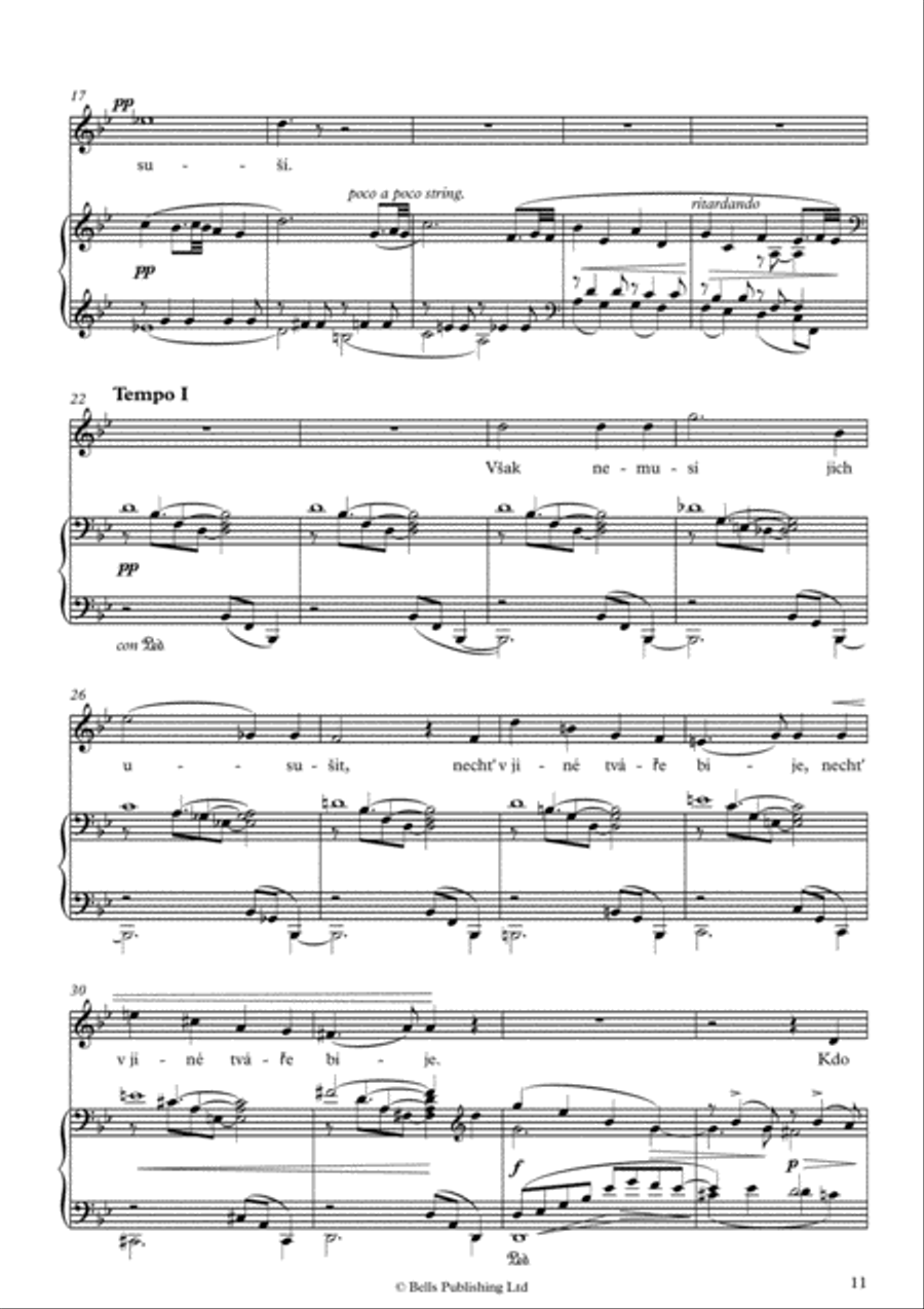 A les je tichy kolem kol, Op. 55 No. 3 (Original key. B-flat Major) Voice Solo scores gallery preview page 2