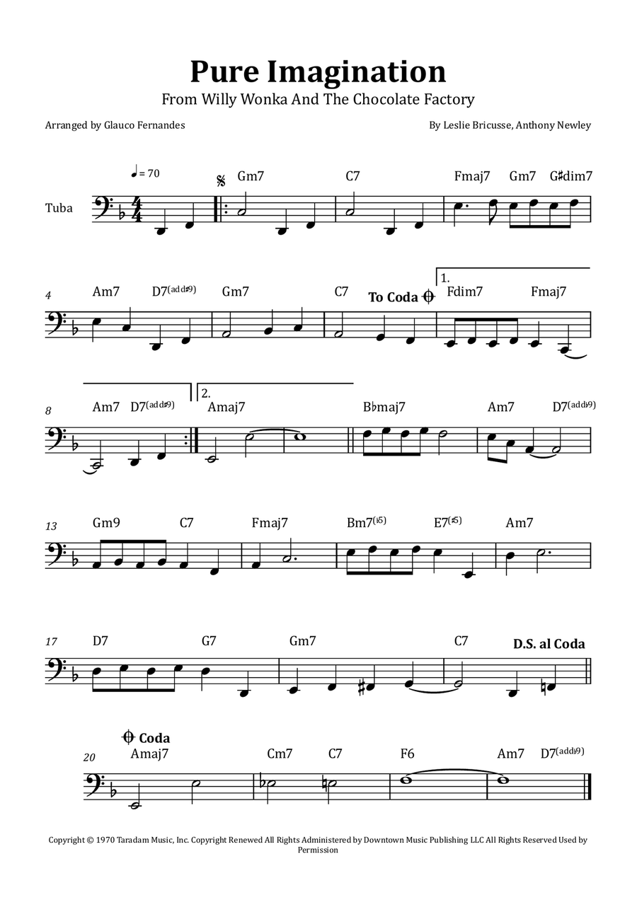 Pure Imagination Tuba scores gallery preview page 1