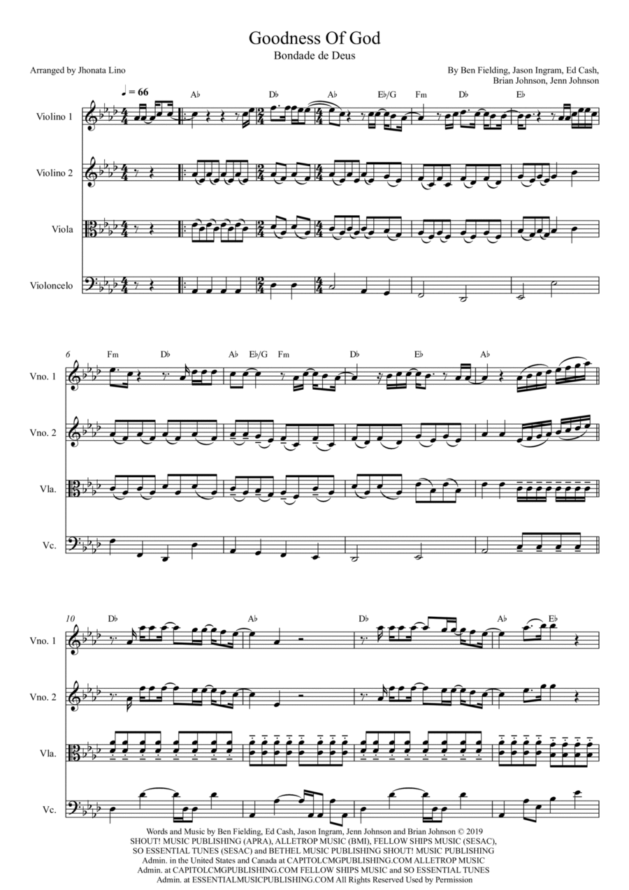 Goodness Of God String Quartet scores gallery preview page 1