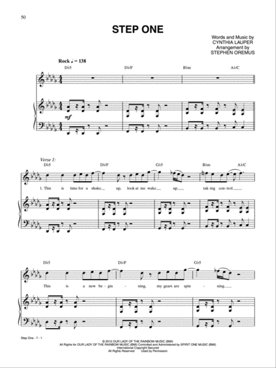 Step One (from Kinky Boots) Piano, Vocal, Guitar scores gallery preview page 1