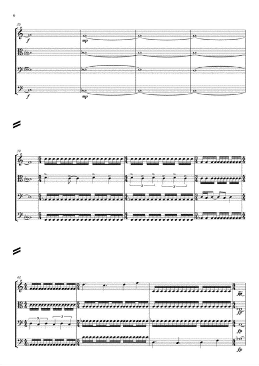 Woody and Buzz for String Quartet (Vn,Va,Vc,Cb) String Quartet scores gallery preview page 6