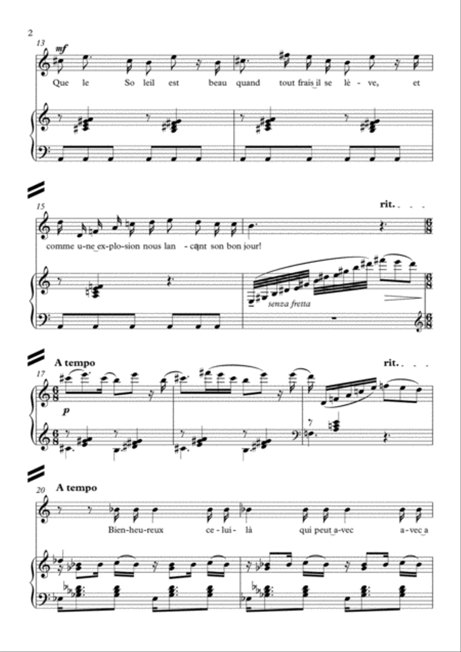 Le coucher du soleil romantique Soprano Voice scores gallery preview page 2