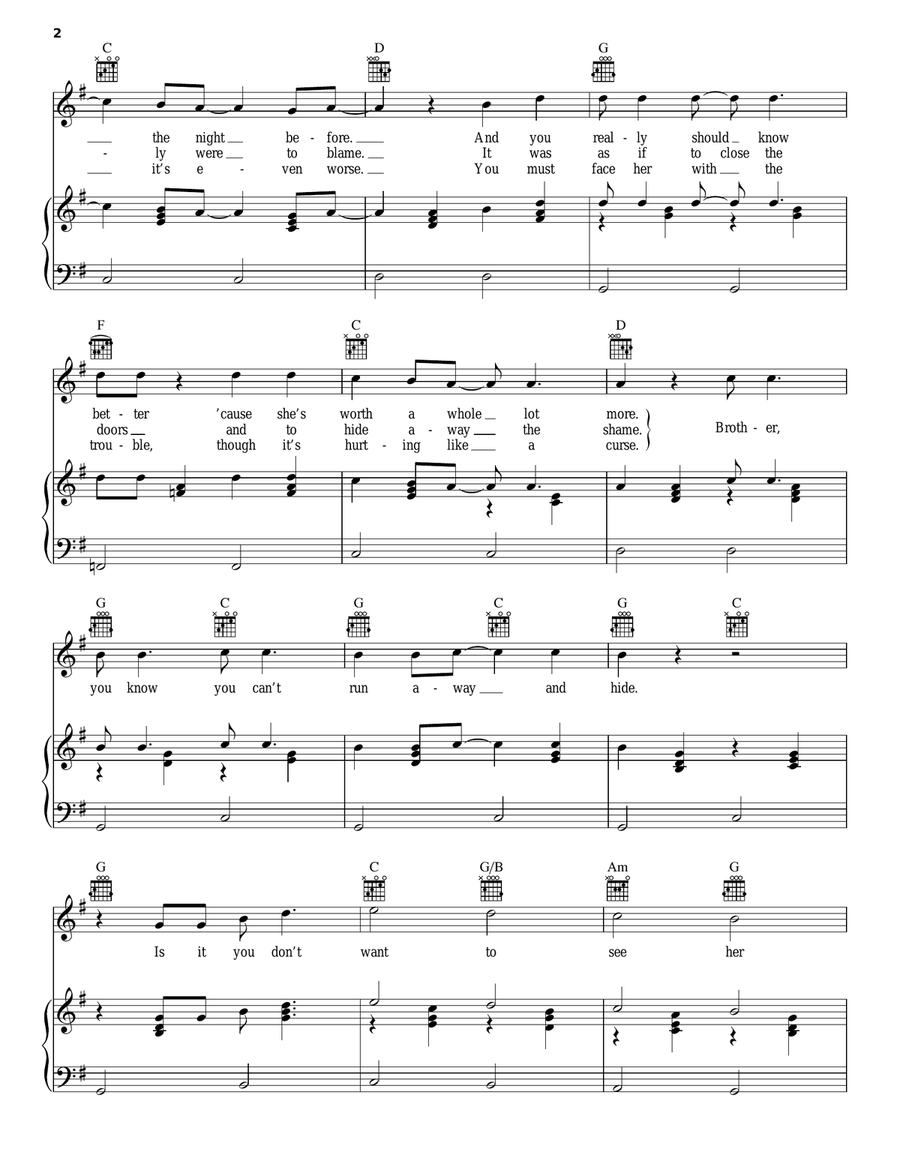 Go And Say Goodbye Piano, Vocal, Guitar scores gallery preview page 2