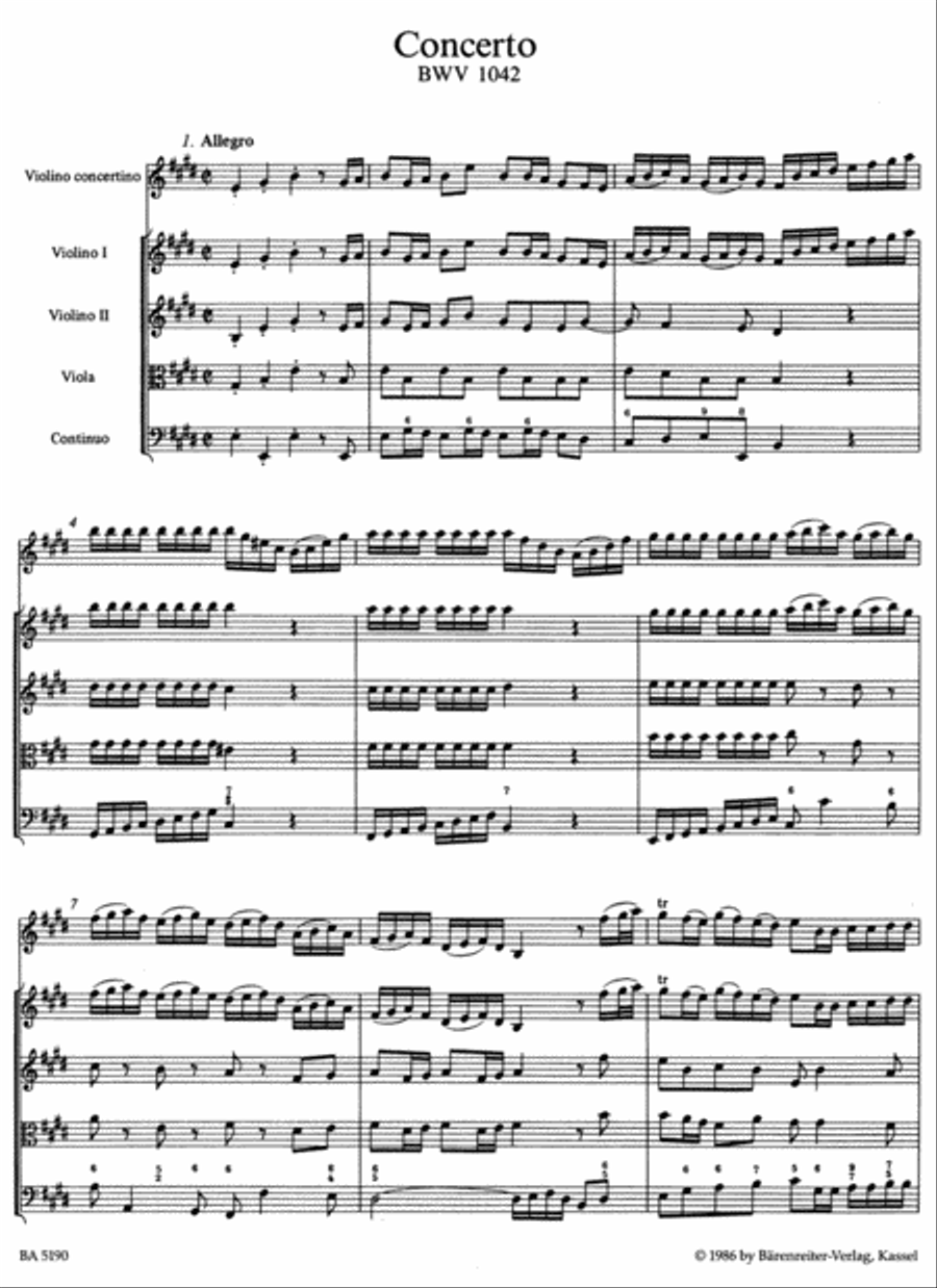 Concerto for Violin, Strings and Basso continuo E major BWV 1042 String Orchestra scores gallery preview page 2