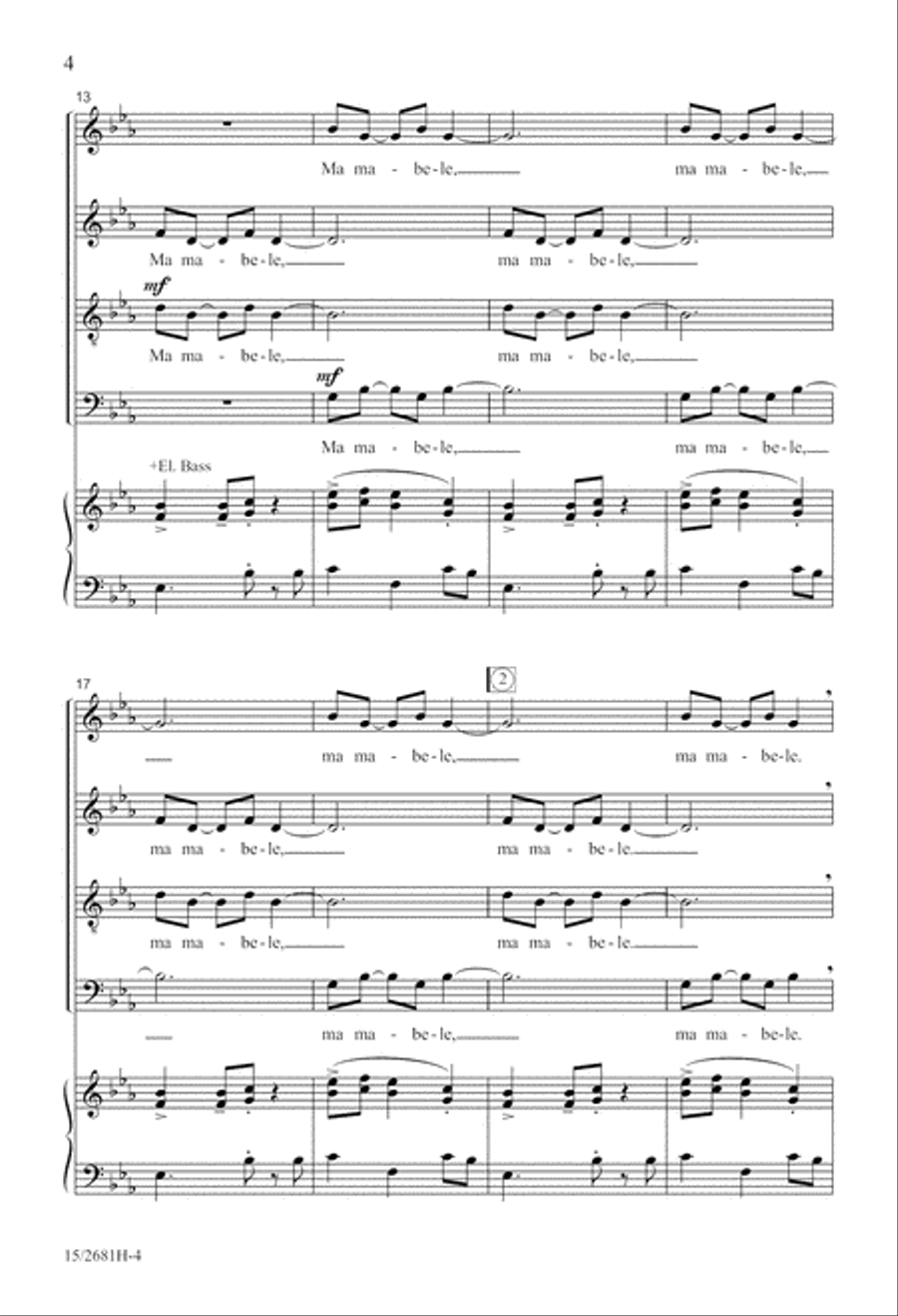 Nzembo na Mvula Zamba (Song of the Rainforest) 4-Part scores gallery preview page 4