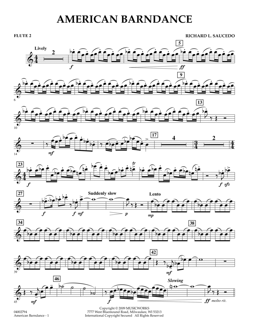 American Barndance - Flute 2 Concert Band scores gallery preview page 1