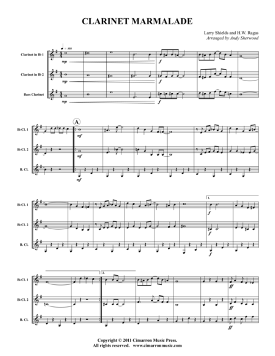 Clarinet Marmalade Clarinet Trio scores gallery preview page 1